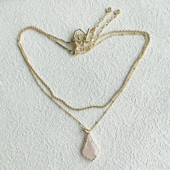 Kendra Scott Faceted Alex Gold Rose Quartz Convertible Necklace 🎉 - Picture 3 of 4